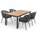 Set da pranzo da giardino in legno e metallo con sedie in corda