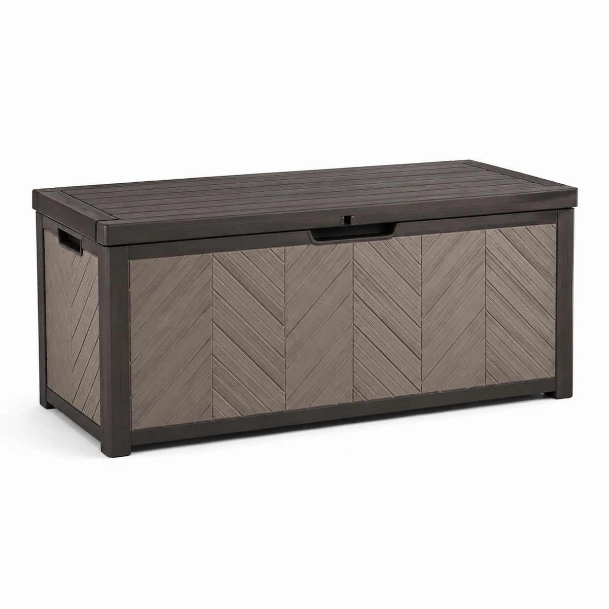 Baule da giardino in plastica 120x60x50 cm grigio/marrone