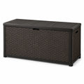 Baule da esterno in plastica intrecciata marrone 120x60x55 cm