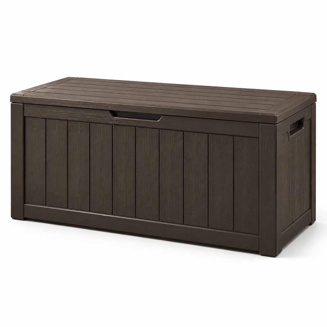 Baule da giardino in plastica marrone, 150 cm x 70 cm x 60 cm