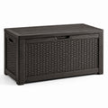 Baule da esterno in polipropilene intrecciato marrone 120x50x60 cm