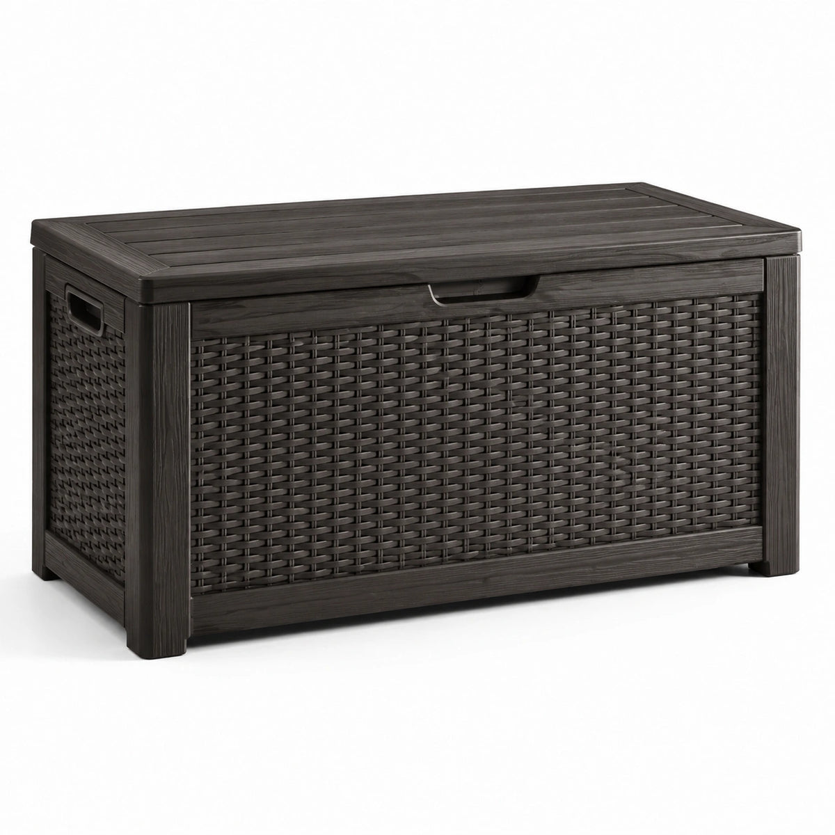 Baule da esterno in polipropilene intrecciato marrone 120x50x60 cm