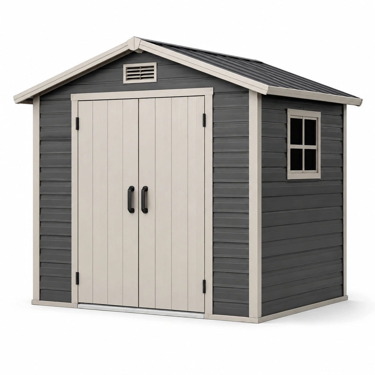 Capanno in Resina con Doppia Porta 185x152x226 cm Grigio e Bianco