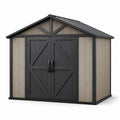 Casetta da giardino in plastica 185x152x226 cm grigio e nero