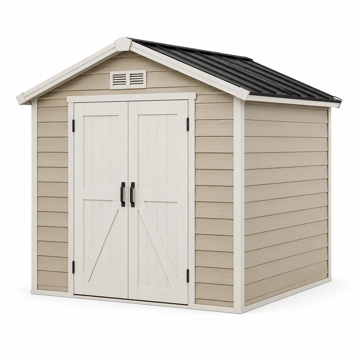 Casetta da giardino in resina beige e nera 213x218x226 cm