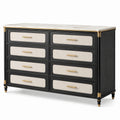 Cassettiera in Legno e Marmo di Carrara 8 Cassetti Nero e Oro