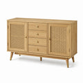 Credenza in legno con ante a canna e cassetti