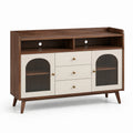 Credenza in legno con ante in vetro temperato 120x40x80 cm marrone e avorio