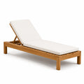 Lettino prendisole in legno di teak con cuscino bianco