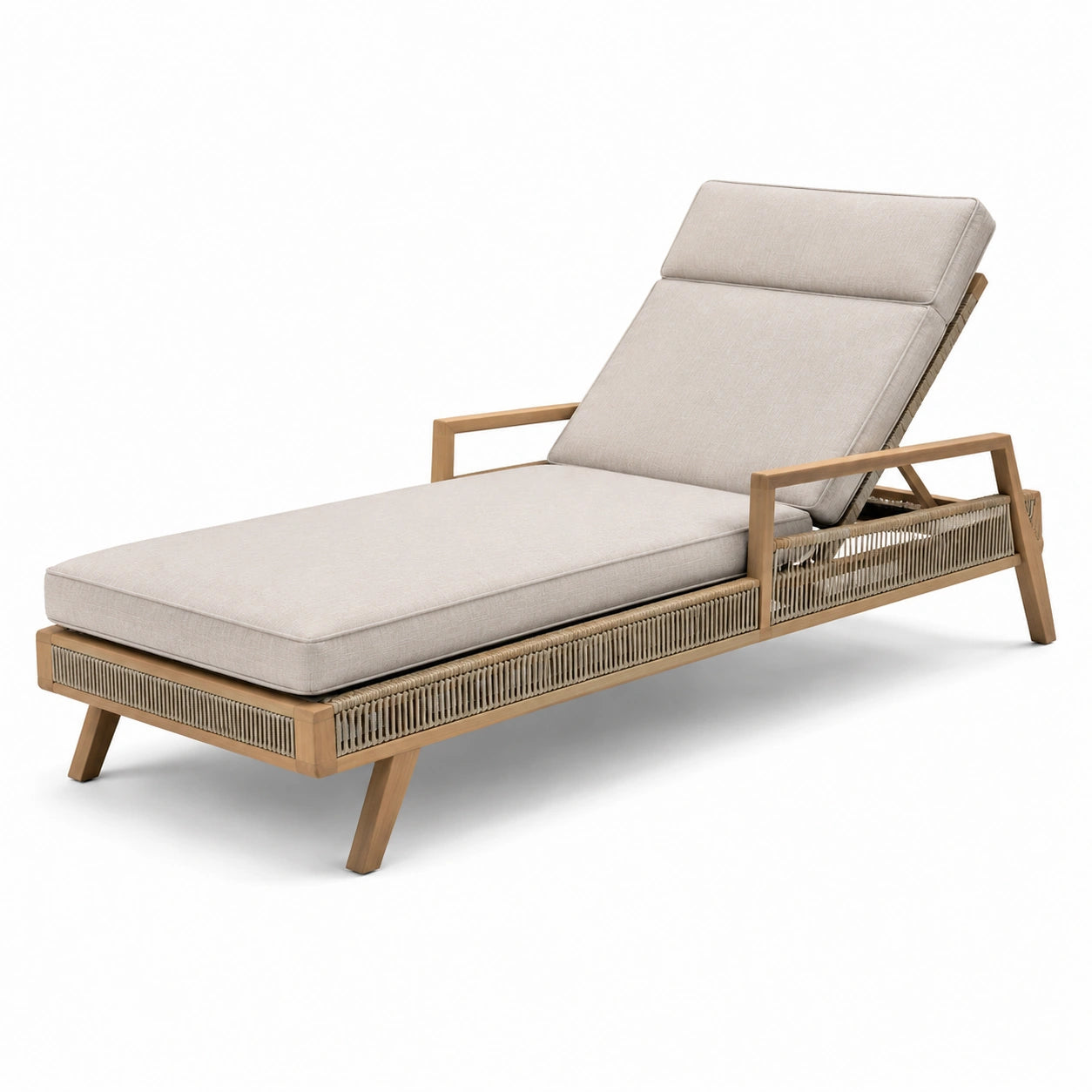 Sdraio prendisole in legno e tessuto poliestere beige