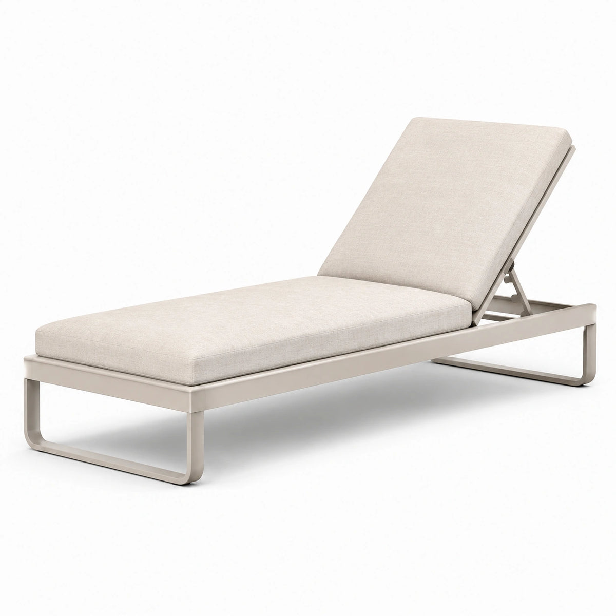 Lettino prendisole in metallo con cuscino reclinabile beige
