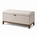 Panca contenitore in legno e tessuto poliestere beige
