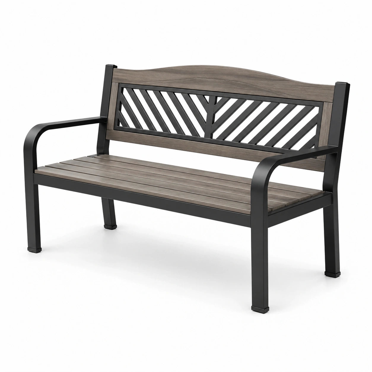 Panchina in legno di acacia e metallo 122 cm marrone e nero