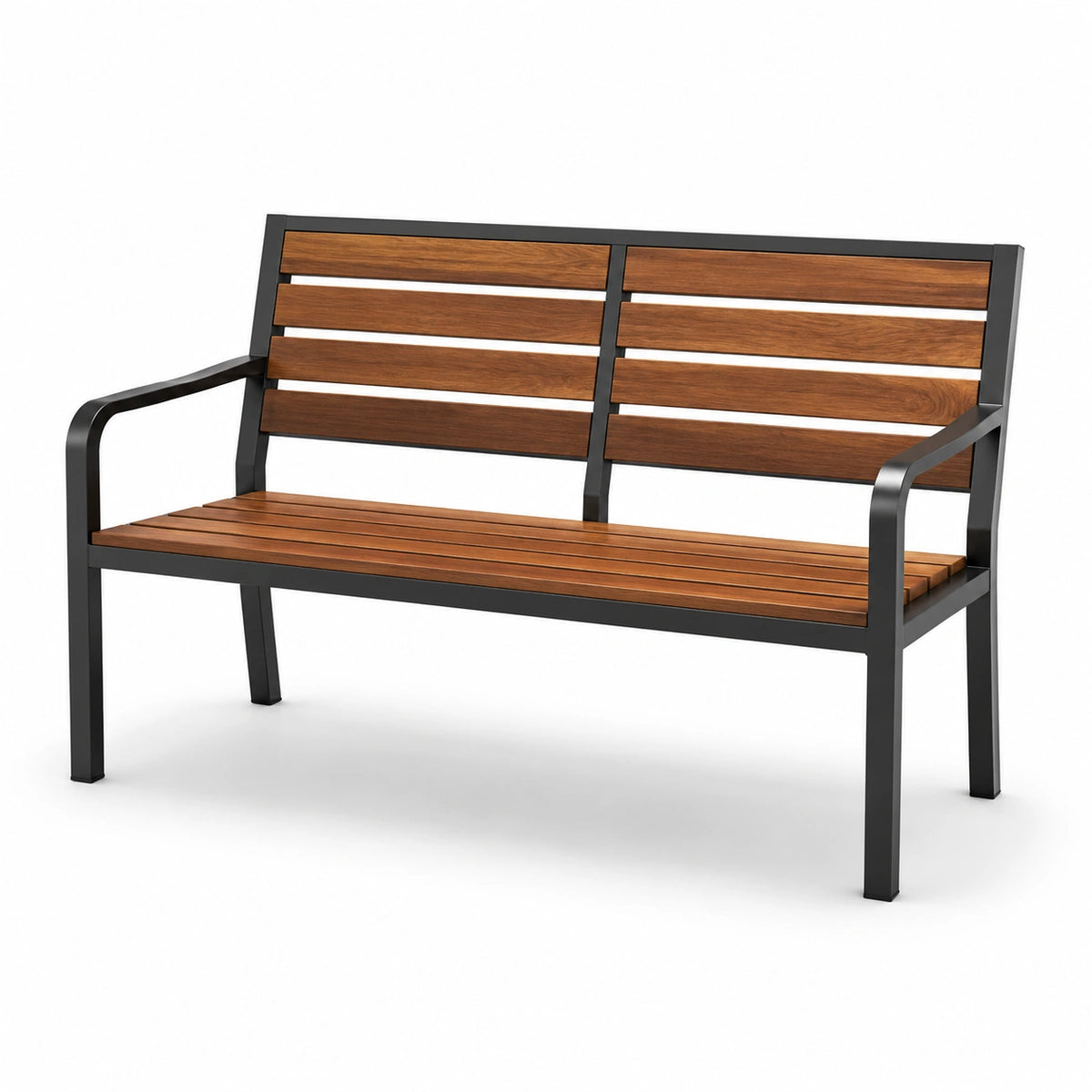 Panchina da esterno in legno e metallo marrone/nero 120x63x82 cm
