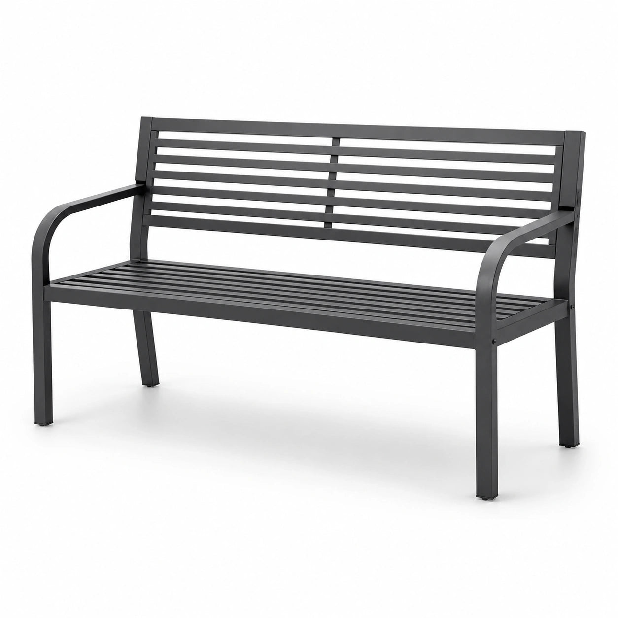 Panchina da giardino in metallo nero 125x62x80 cm