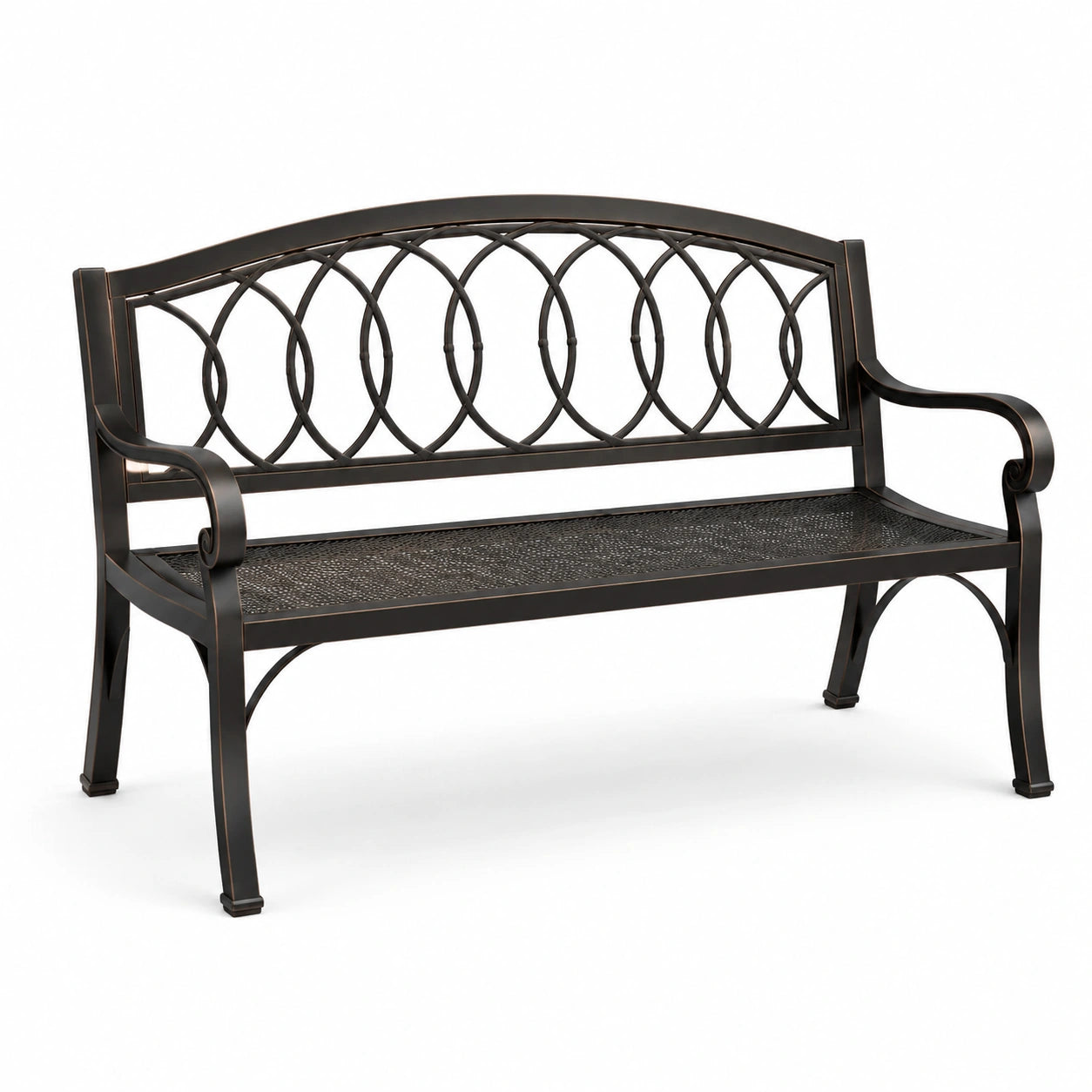 Panchina da giardino in alluminio nero 127 cm