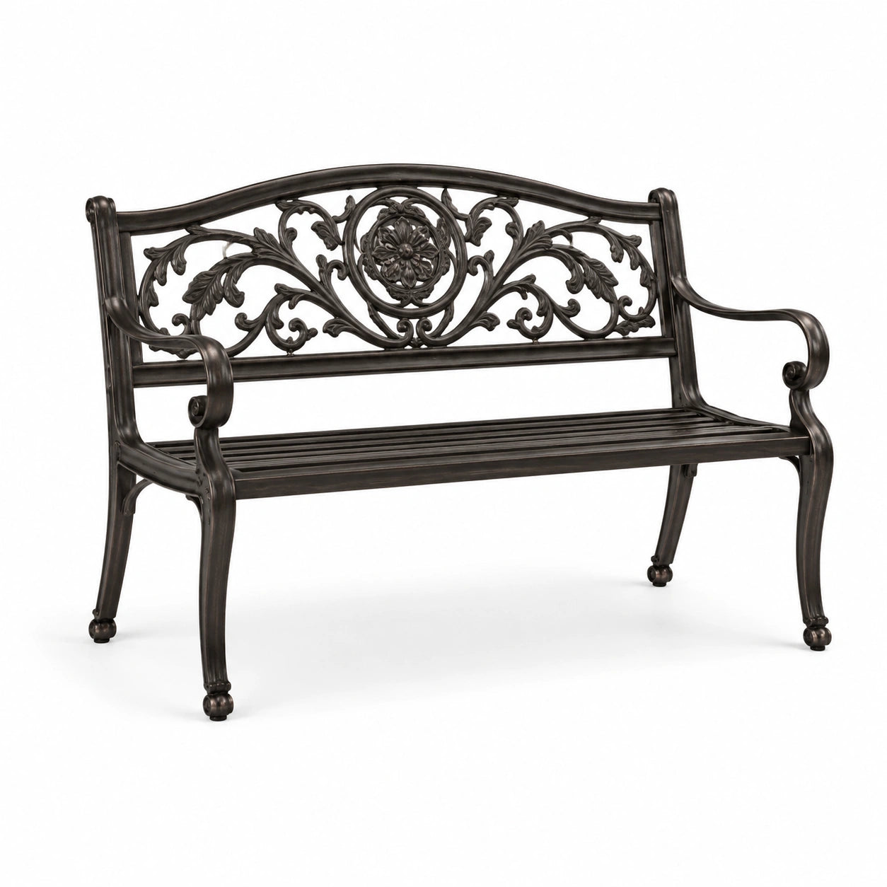 Panchina da giardino in alluminio nero 120 cm